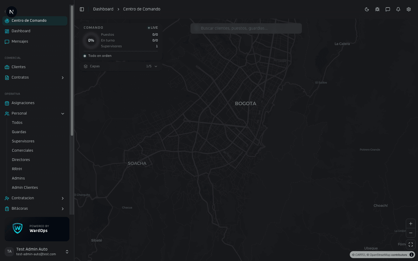 WardOps - Centro de Comando en tiempo real
